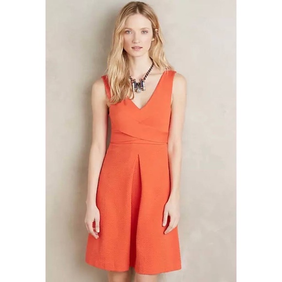Anthropologie Dresses & Skirts - Anthropologie HD in Paris orange v-neck knee length dress